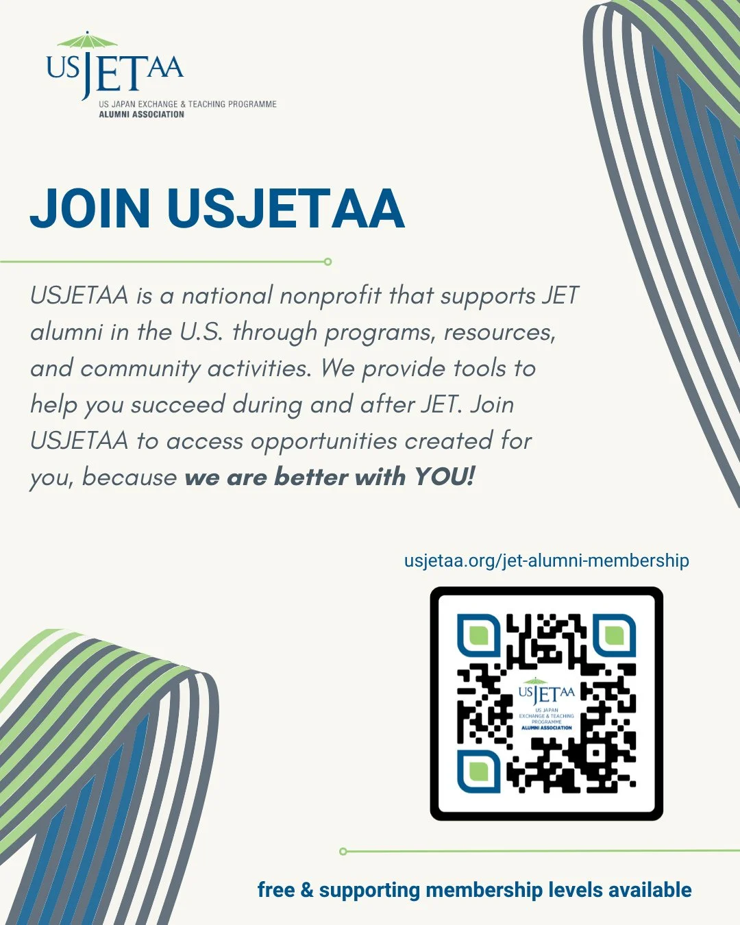 It's MEMBERSHIP MONTH at USJETAA!!⁠
⁠
Log in and make sure your membership profile reflects your JET alumni status so we know YOU ARE A JET!! If you don't have an account- make one to become a member today!⁠
⁠
If you know a couple of fellow alumni wh