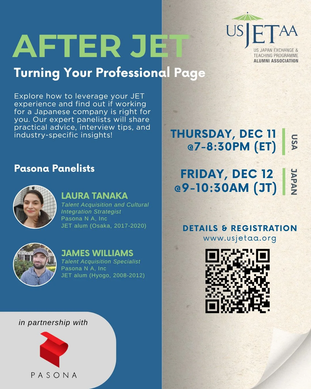 📢LAST CALL!!⁠
⁠
Join USJETAA and Pasona N.A. for a conversation about turning your professional page and exploring whether working for a Japanese company might be the right fit for you.⁠
⁠
We know post-JET career steps can feel overwhelming. This se