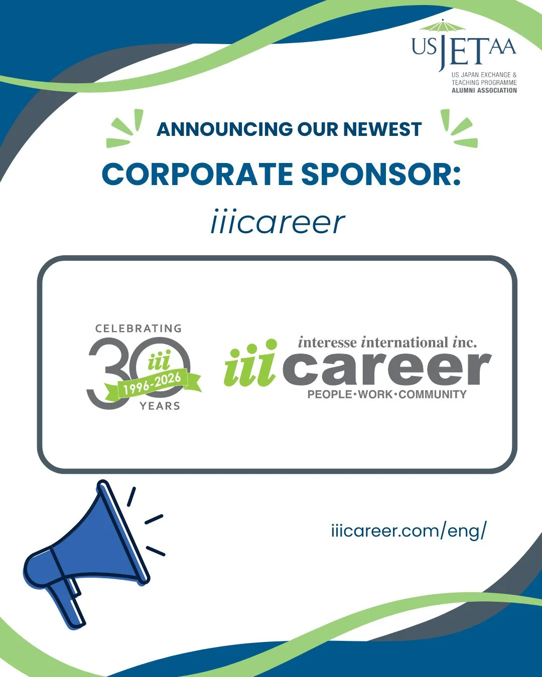 🤝 Welcome to our newest corporate sponsor: iiicareer!⁠
⁠
USJETAA is thrilled to have iiicareer (Interesse International Inc.) as a partner! iiicareer is a Japan-U.S.-focused recruitment and staffing firm with more than 10 locations in the U.S., as w