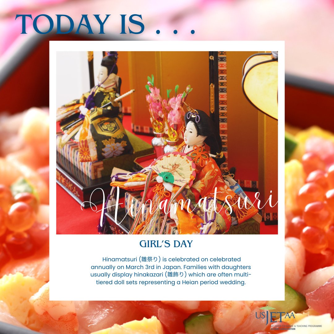 Happy Hinamatsuri! 🌸🎎 Annually on March 3, Japan celebrates Girls&rsquo; Day, a tradition dedicated to the health, happiness, and future of young girls.⁠
⁠
Families display ornamental hina dolls representing the Emperor, Empress, and members of the