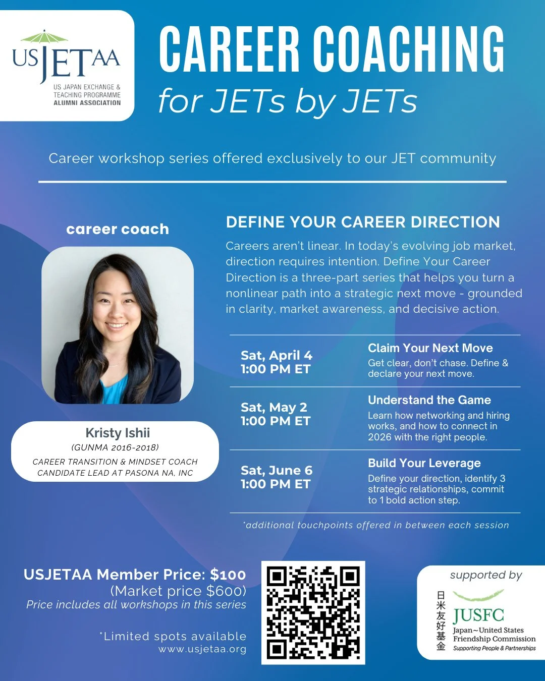 🔔 Friendly reminder: the USJETAA Career Coaching Collective kicks off this Saturday! This is your last chance to save your spot.⁠
⁠
If you&rsquo;ve been questioning how your JET experience translates into your next role, this is your chance to get c