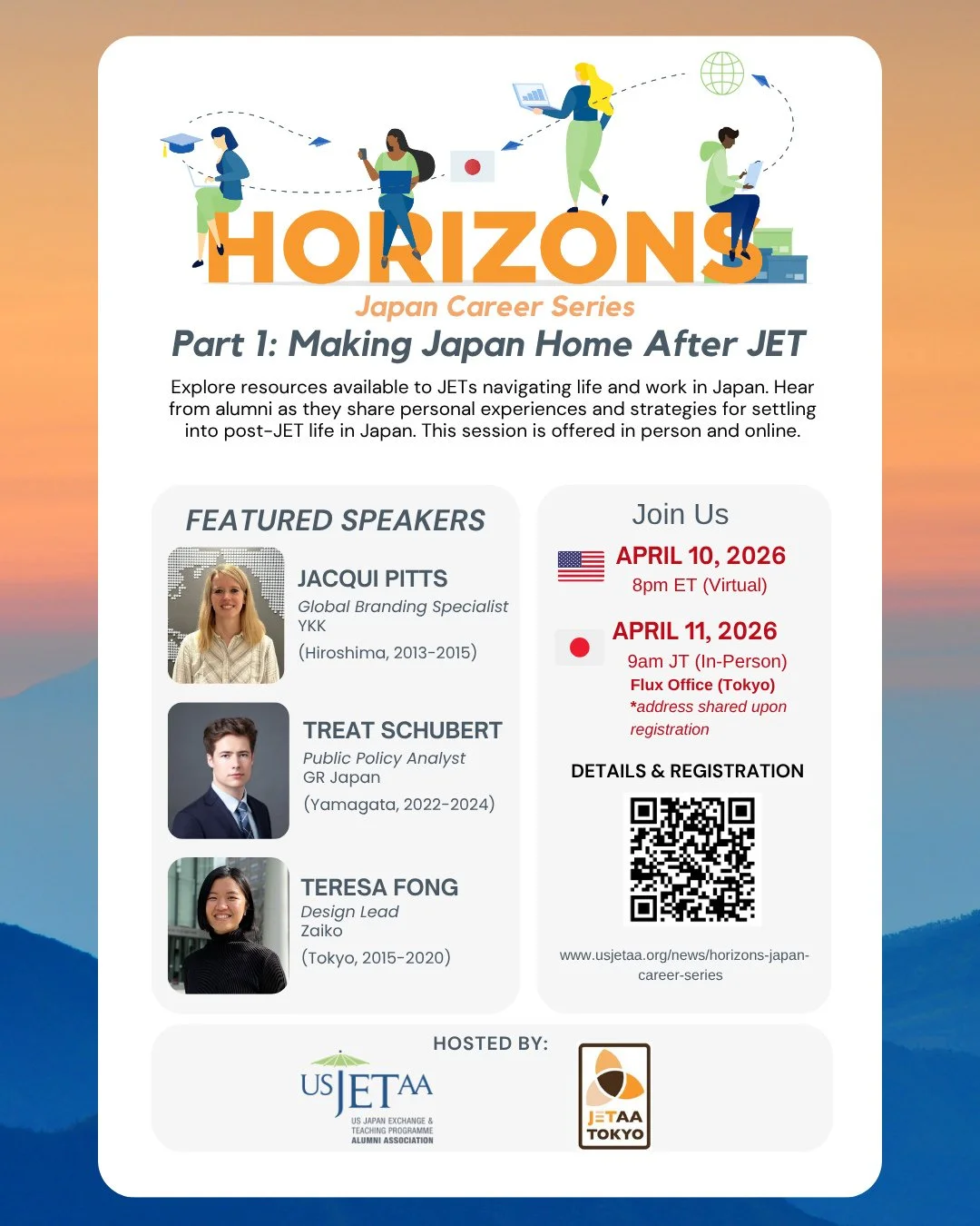 🗾 Considering staying in Japan after the JET Program?⁠
⁠
Join Part 1 of Horizons: Making Japan Home After JET⁠
⁠
This is a candid panel discussion with alumni who&rsquo;ve navigated life in Japan beyond JET, from careers and visas to housing and bui