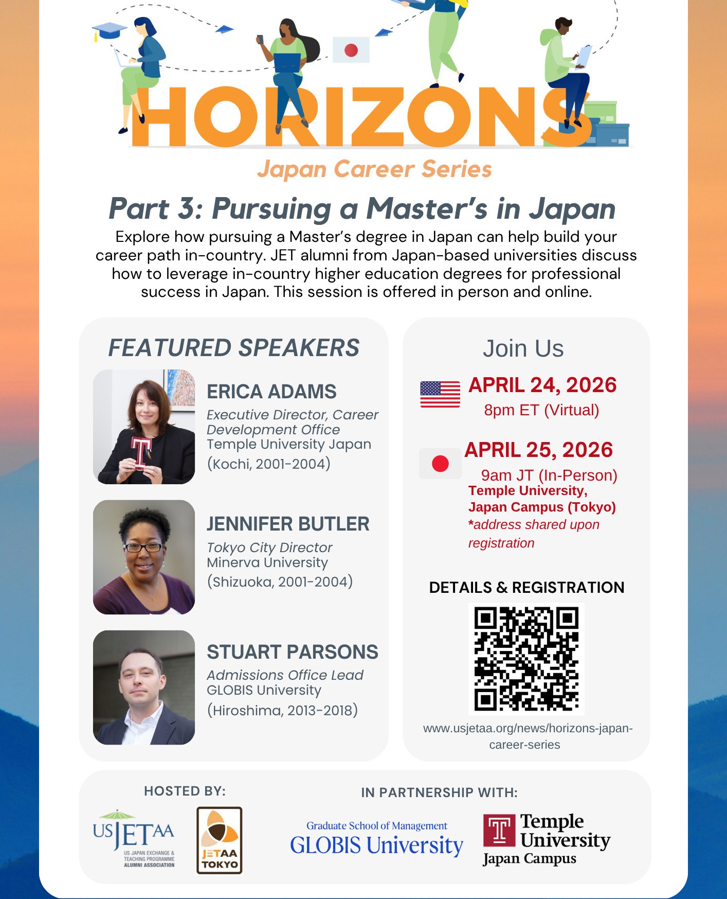 🎓 Thinking about grad school in Japan?⁠
⁠
Join USJETAA next Friday for Part 3: Pursuing a Master&rsquo;s in Japan, a session designed for JET alumni and Japan-focused professionals exploring how in-country education can shape your career path. ✨⁠
⁠
