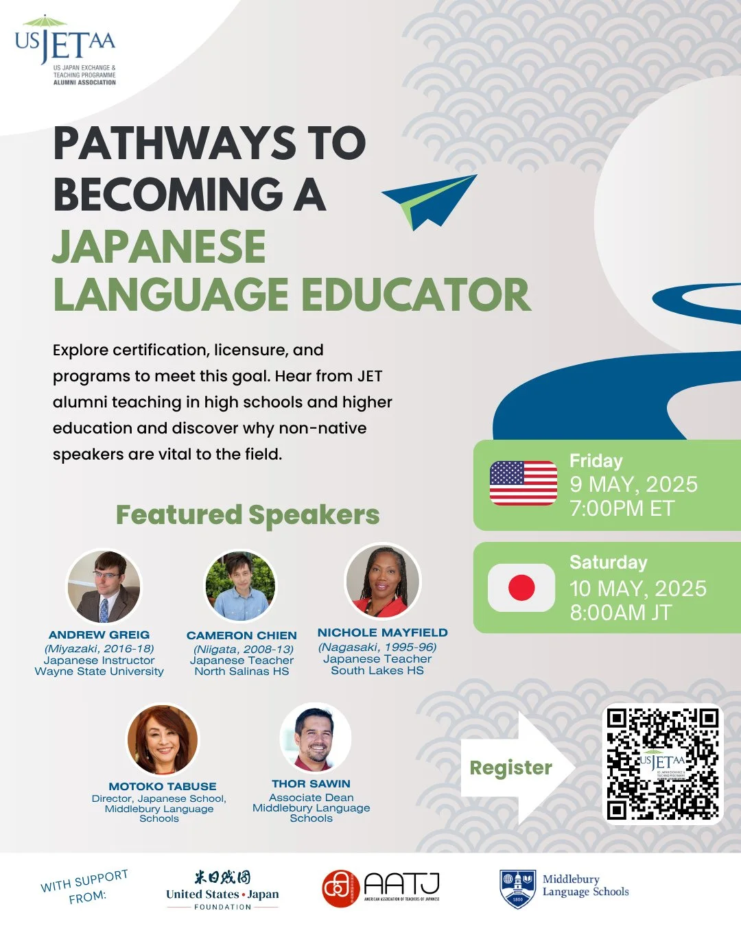 ⏰ Tomorrow is the last day to sign up! ⁠
⁠
Join us tomorrow for a 90-minute virtual session exploring pathways into Japanese language education. Perfect for JET alumni and language enthusiasts alike!⁠
⁠
Hear from a panel of educators (including JET a