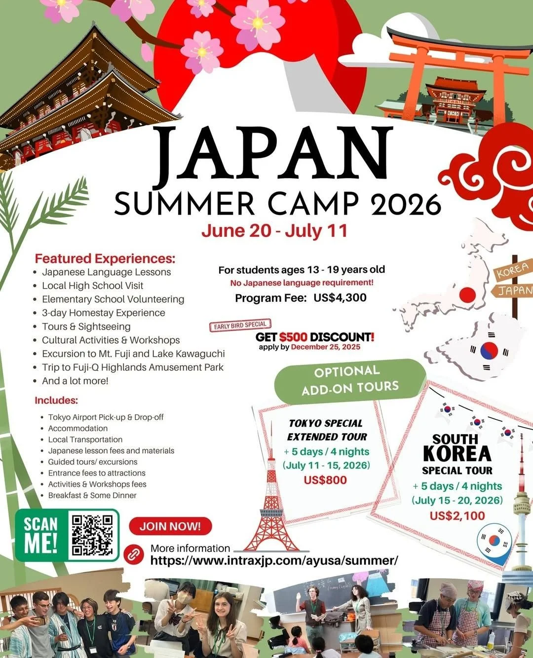 🌏 Calling all JET alumni: Share this opportunity with your students or your own teens!⁠
⁠
Ayusa's Summer Camp in Japan (June 20 - July 11, 2026) is opening its doors to even more participants, offering students a unique chance to experience Japanese