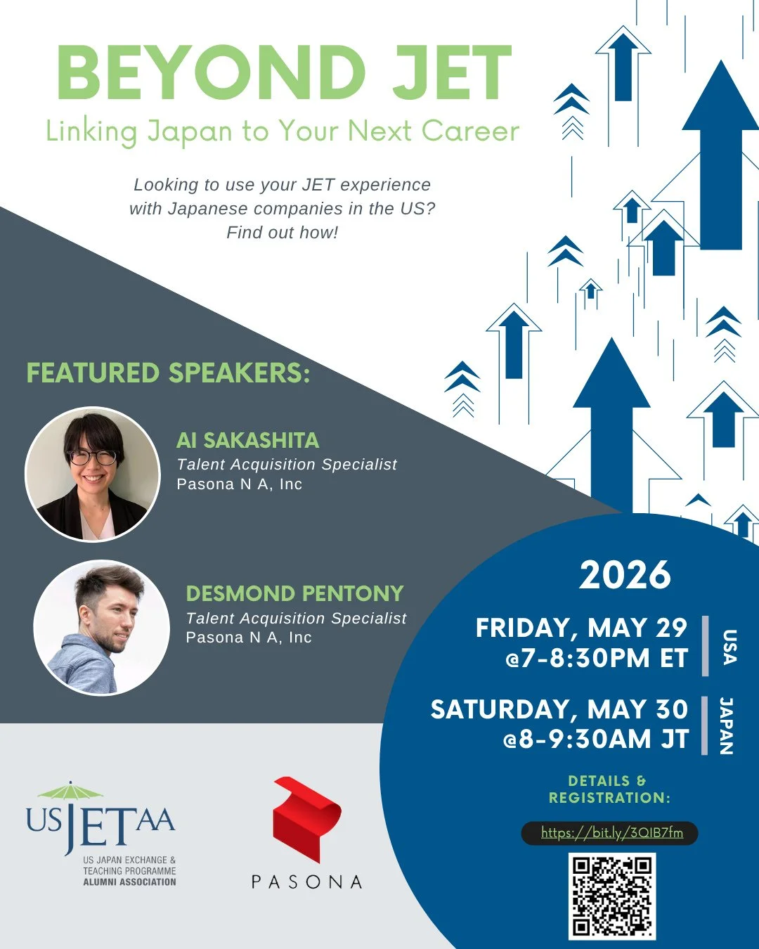 💼 Ready for life and career opportunities after JET? 🌏️ ✈️(Yikes!!)⁠
⁠
Join USJETAA and Pasona for Beyond JET: Linking Japan to Your Next Career, a 90-minute virtual session designed to help you navigate the U.S. job market as you plan your next st