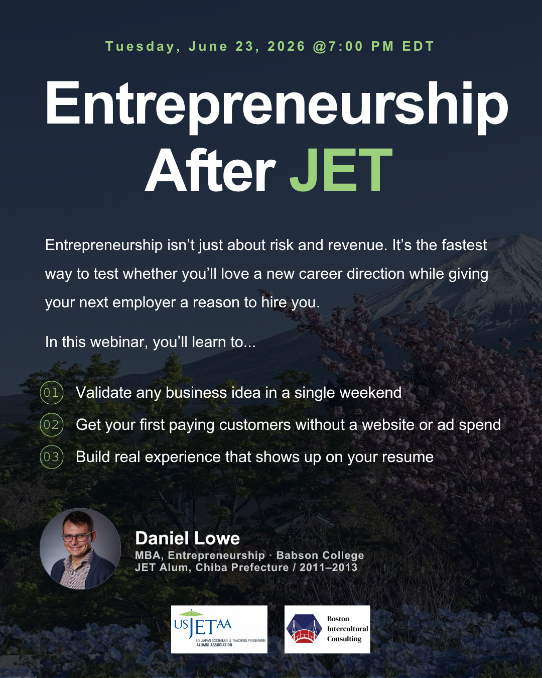 Upcoming Career Webinar! Entrepreneurship After JET&nbsp;