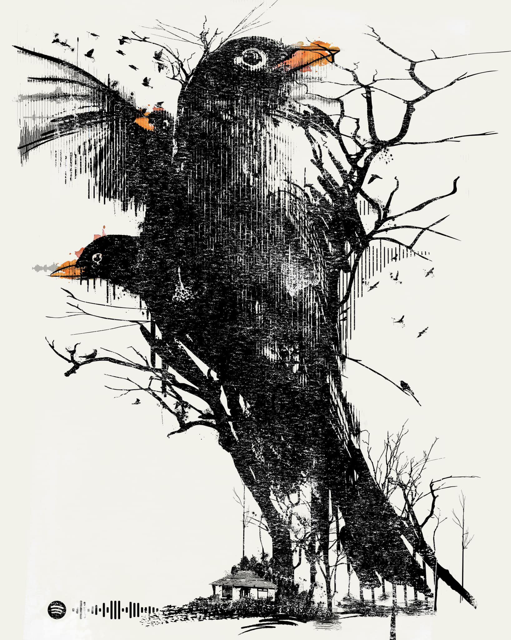Title: Blackbirds Song Medium: Pen, Ink &amp; Digital Illustration Year: 2023