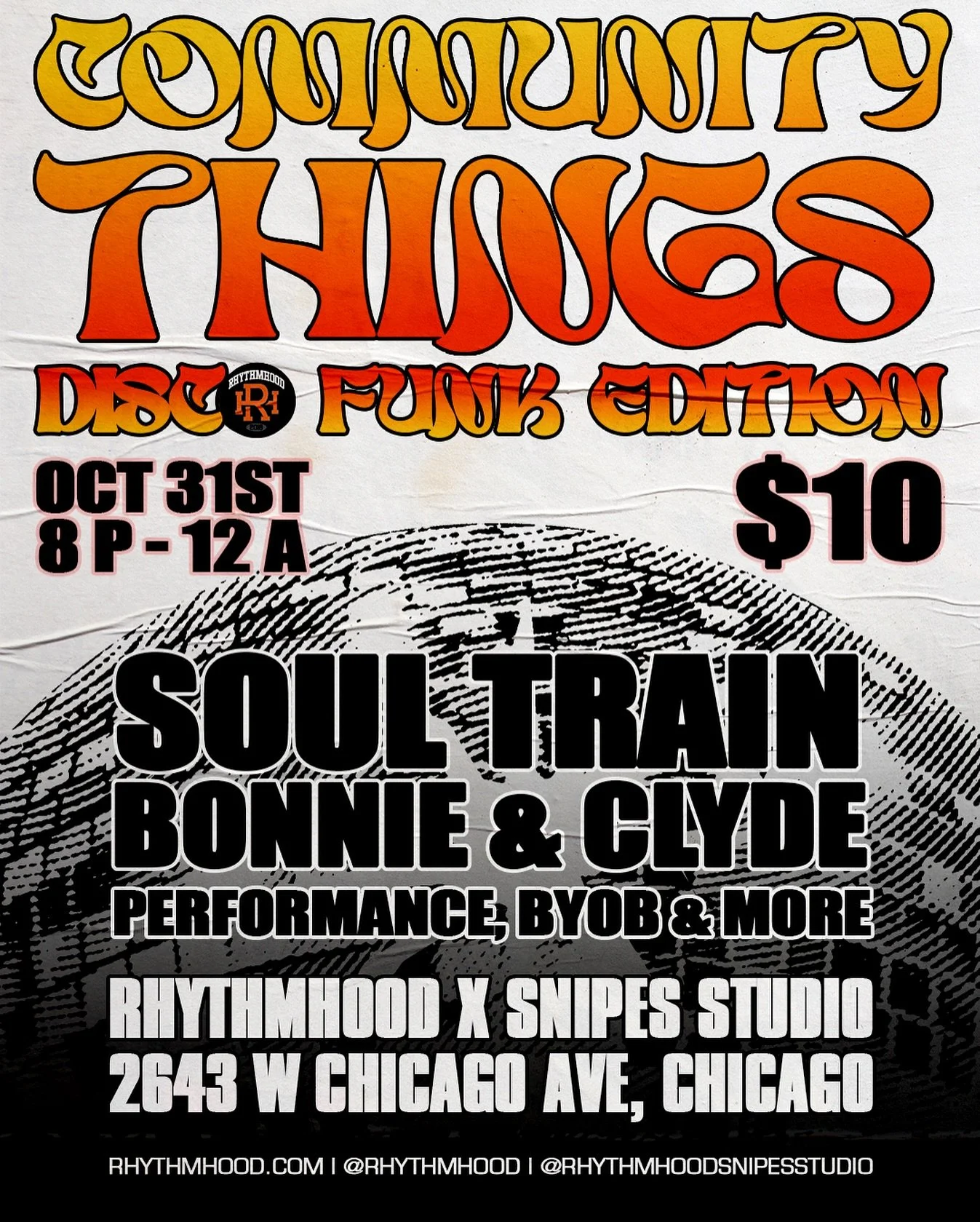 COMING AT YOU WITH SOME MORE ✨ COMMUNITY THINGS ✨

COMMUNITY THINGS: DISCO FUNK EDITION! 🪩🕺🏽💃🏽

COME IN YOUR BEST 70s/80s FIT! Prepare for a funky fun filled night!

SOUL TRAIN LINE
BONNIE &amp; CLYDE COSTUME CONTEST
COMMUNITY PERFORMANCES
&amp;