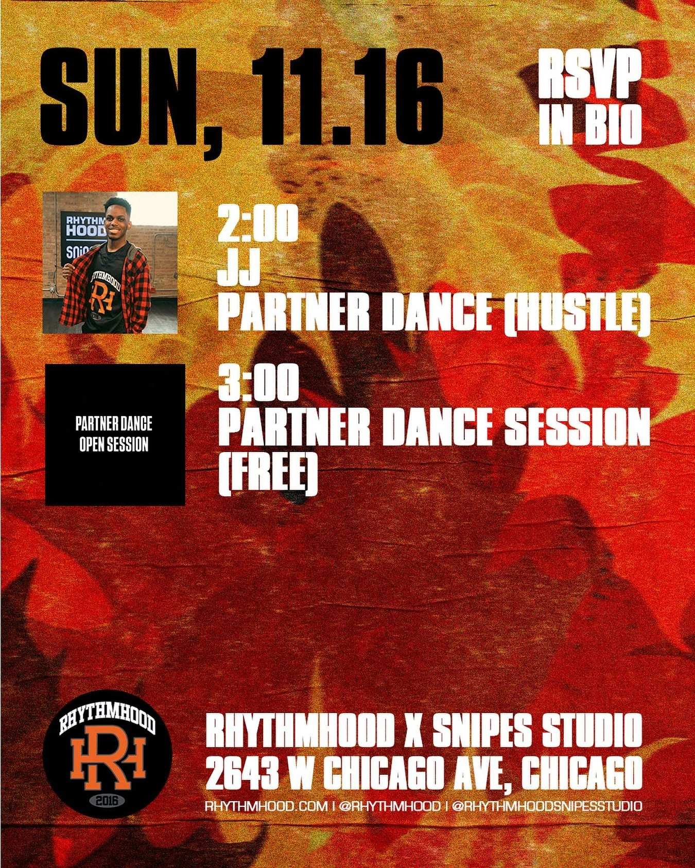 PARTNER DANCE w/ @jay_a1 2:00 PM

PARTNER DANCE OPEN FLOOR 3:00 PM

📍: 2643 W Chicago Ave, Chicago, IL 60622 (2nd Floor, Above REPS gym)

Register at rhythmhood.com LINK IN BIO or In Person
&mdash;&mdash;&mdash;
&bull; Bring Water, No water fountain