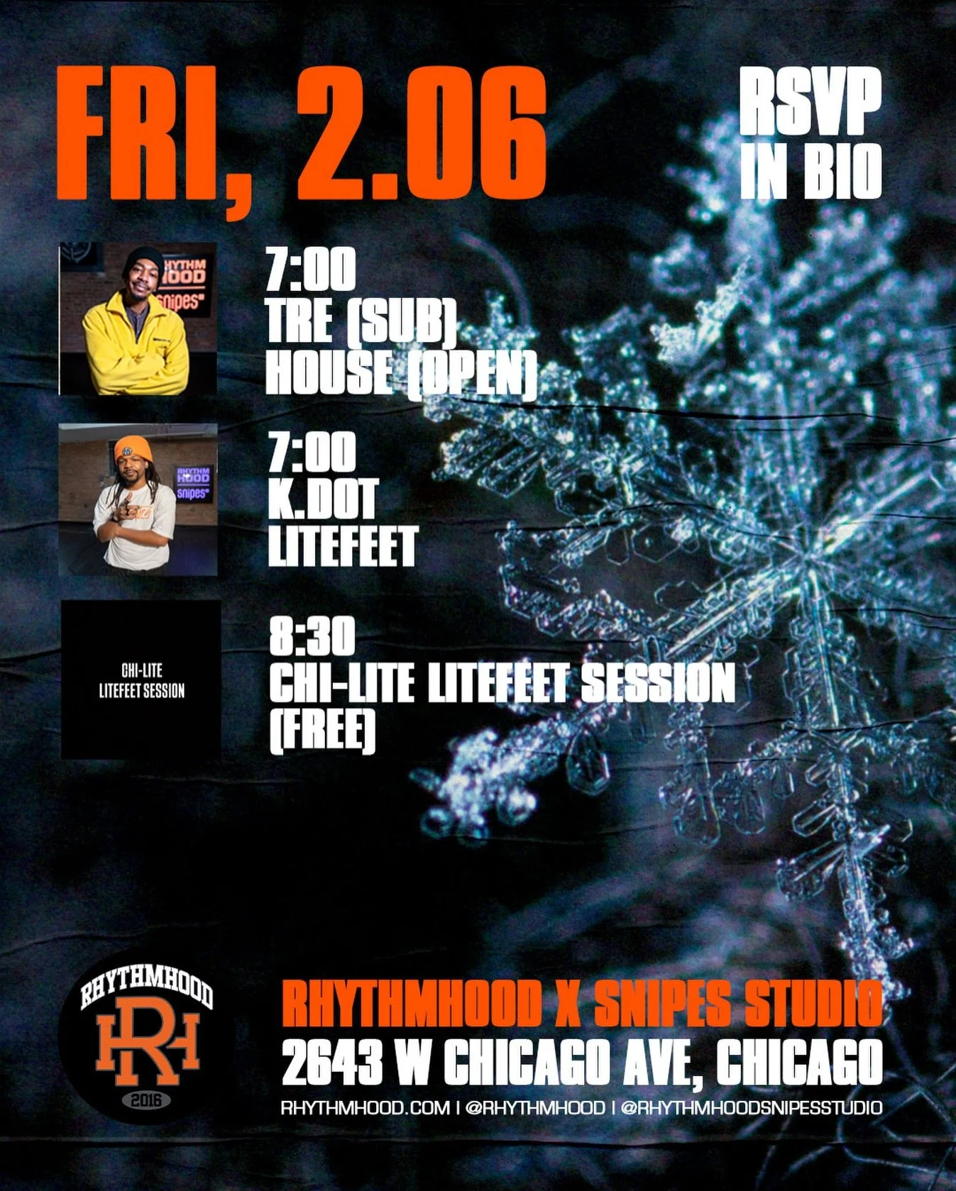 HOUSE (Open) w/ @ibrrraaah 7 PM

LITEFEET w/ @_kdotofficial_ 7 PM

CHI LITE LITE FEET SESSION 8:30 PM

📍: 2643 W Chicago Ave, Chicago, IL 60622 (2nd Floor, Above REPS gym)

Register at rhythmhood.com LINK IN BIO or In Person
&mdash;&mdash;&mdash;
&b