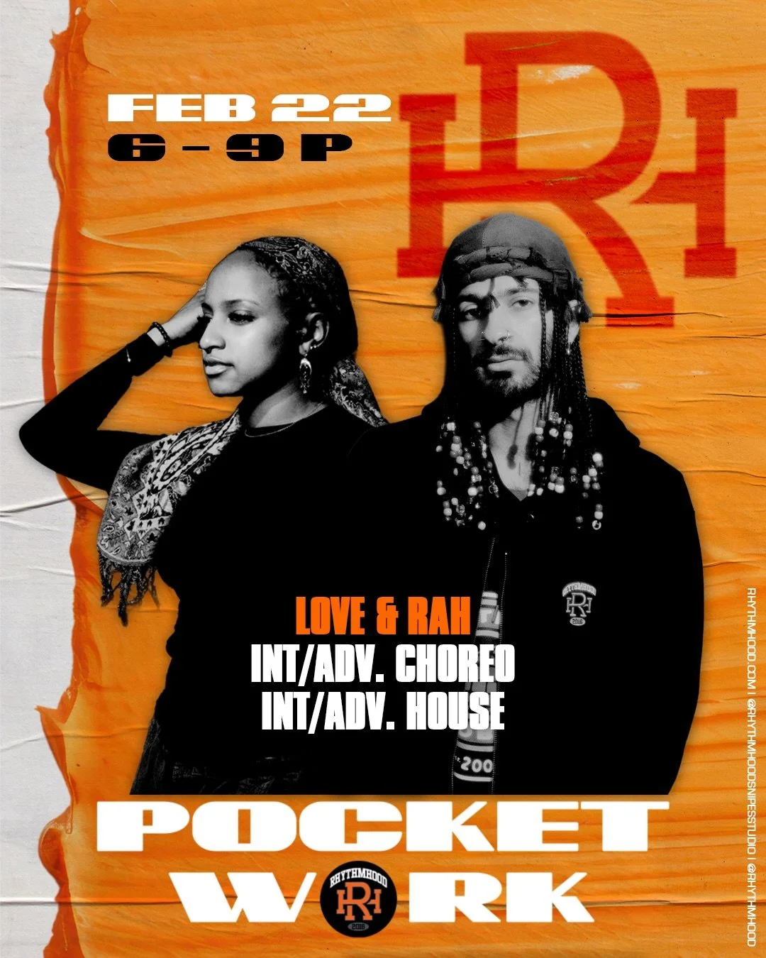 POCKET WORK WORKSHOP SERIES: A monthly workshop series intended to bring you consistent and high-level training! Facilitated by @rhythmhood @rhythmhoodsnipesstudio 

NEXT UP:
LOVE @viaxlove 
RAH @ibrrraaah 

SUNDAY, FEB. 22, 2026
LOVE: 6:00 PM - 7:30