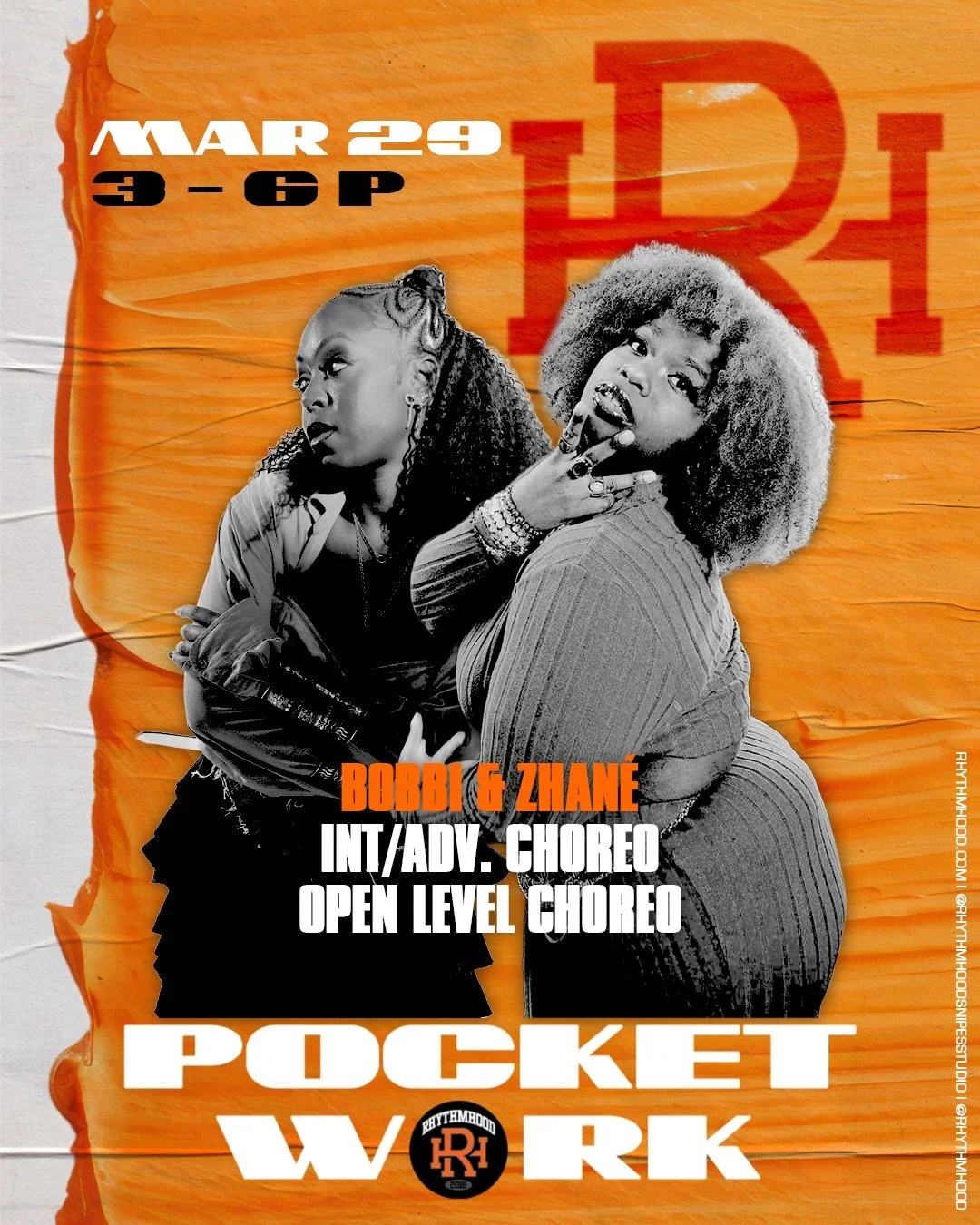 TIME CHANGE!

POCKET WORK WORKSHOP SERIES: A monthly workshop series intended to bring you consistent and high-level training! Facilitated by @rhythmhood @rhythmhoodsnipesstudio 

NEXT UP:
BOBBI @bobbeyonce_ 
ZHAN&Eacute; @baddieshii 

SUNDAY, MAR. 2