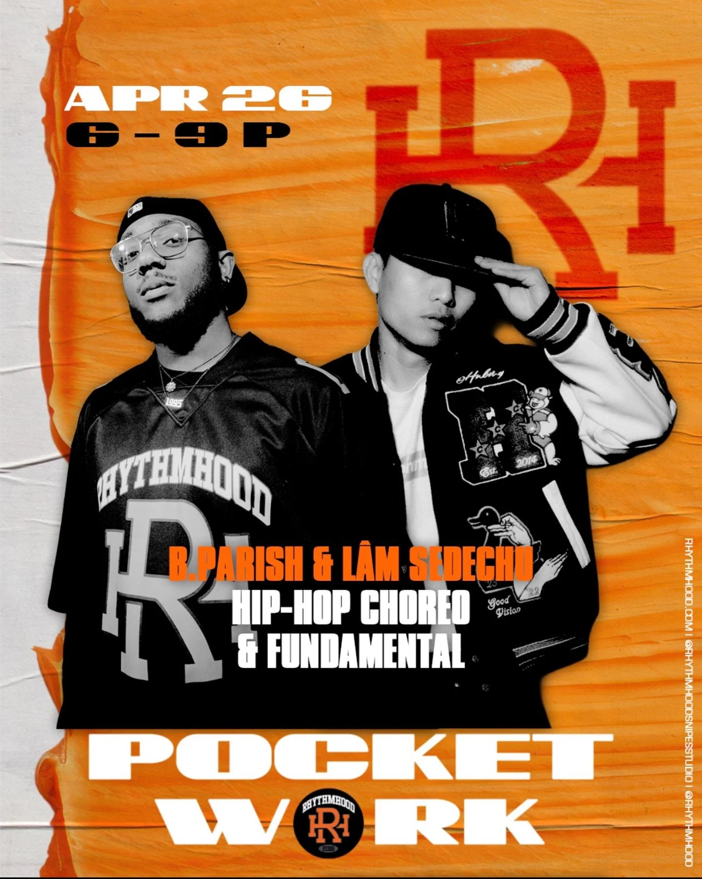 POCKET WORK WORKSHOP SERIES: A monthly workshop series intended to bring you consistent and high-level training! Facilitated by @rhythmhood @rhythmhoodsnipesstudio 

NEXT UP:
LAM @lam_sedechu.rk 
BP @bp_g.frey 

SUNDAY, APR. 26, 2026
LAM: 6:00 PM - 7