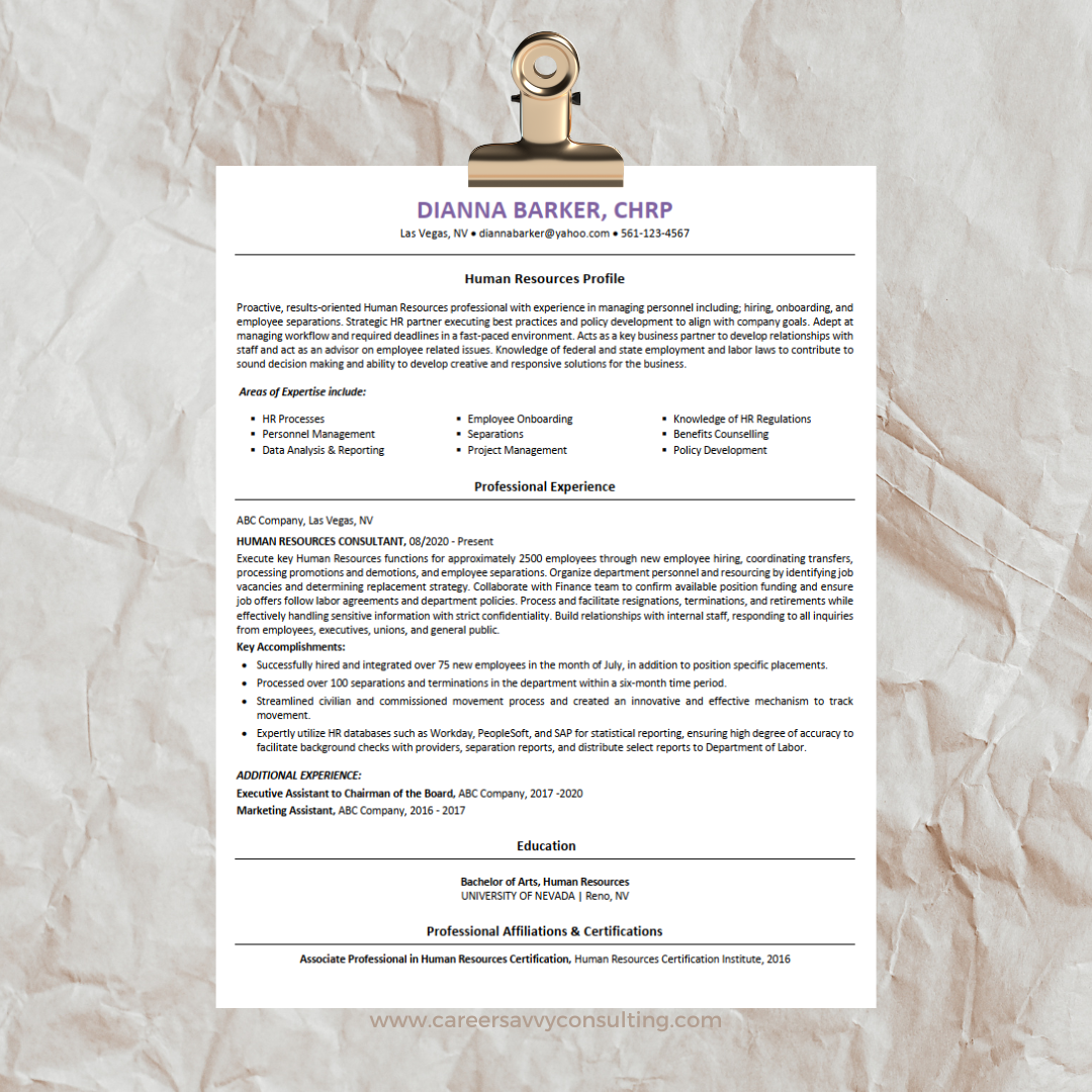 Savvy Signature Resume Career - HR Resume New 