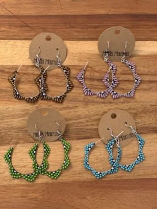 Beaded Open Hoop Earrings