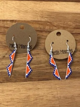 Beaded Triangle Drop Earrings - Oilers