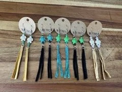 Turtle Bead- Leather Earrings
