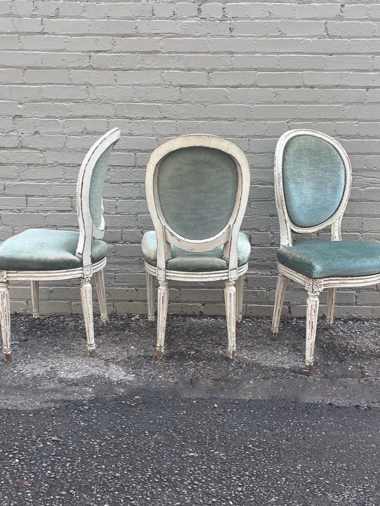 Dining Chairs

Louis XVI Set of 6
36.5h 18.5w 17.5d
Seat Height 18
$3,600/set or $649/ea