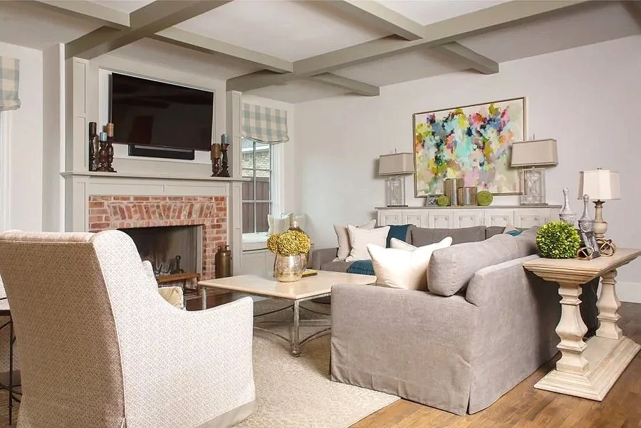 transitional grey living room