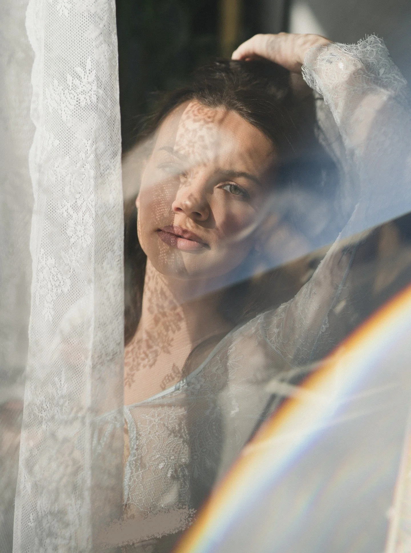 "Art is not what you see, but what you make others see." Edgar Degas - 

I saw a photo the other day with lace and direct light on a model, and loved the effect so I felt compelled to try it again!! I tried it outside and it worked... but i