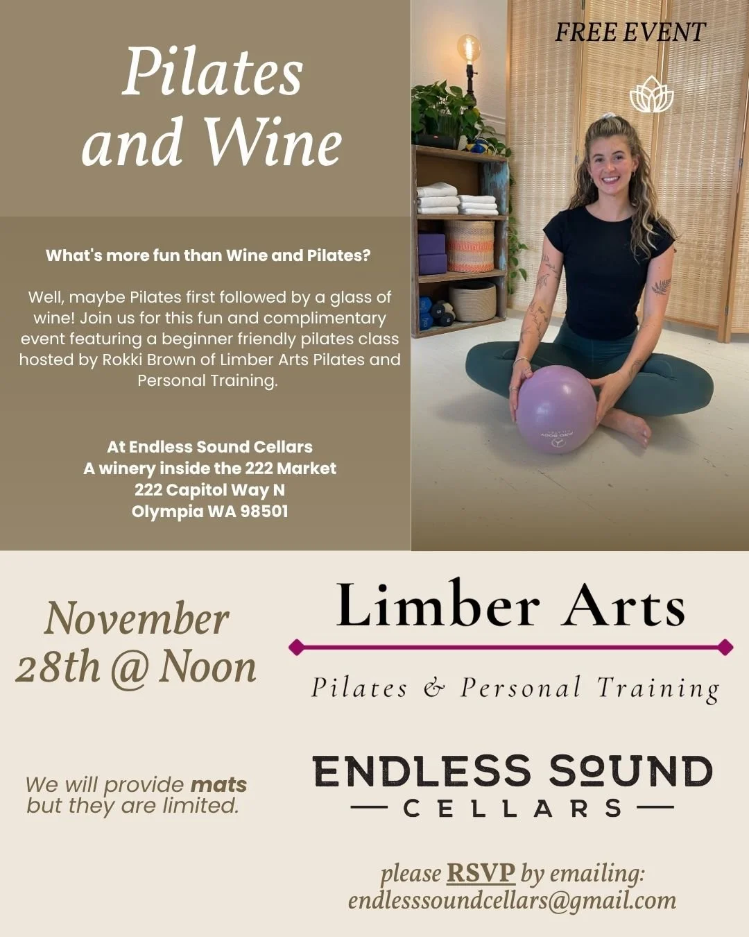 Wine and Pilates: Complimentary  Event