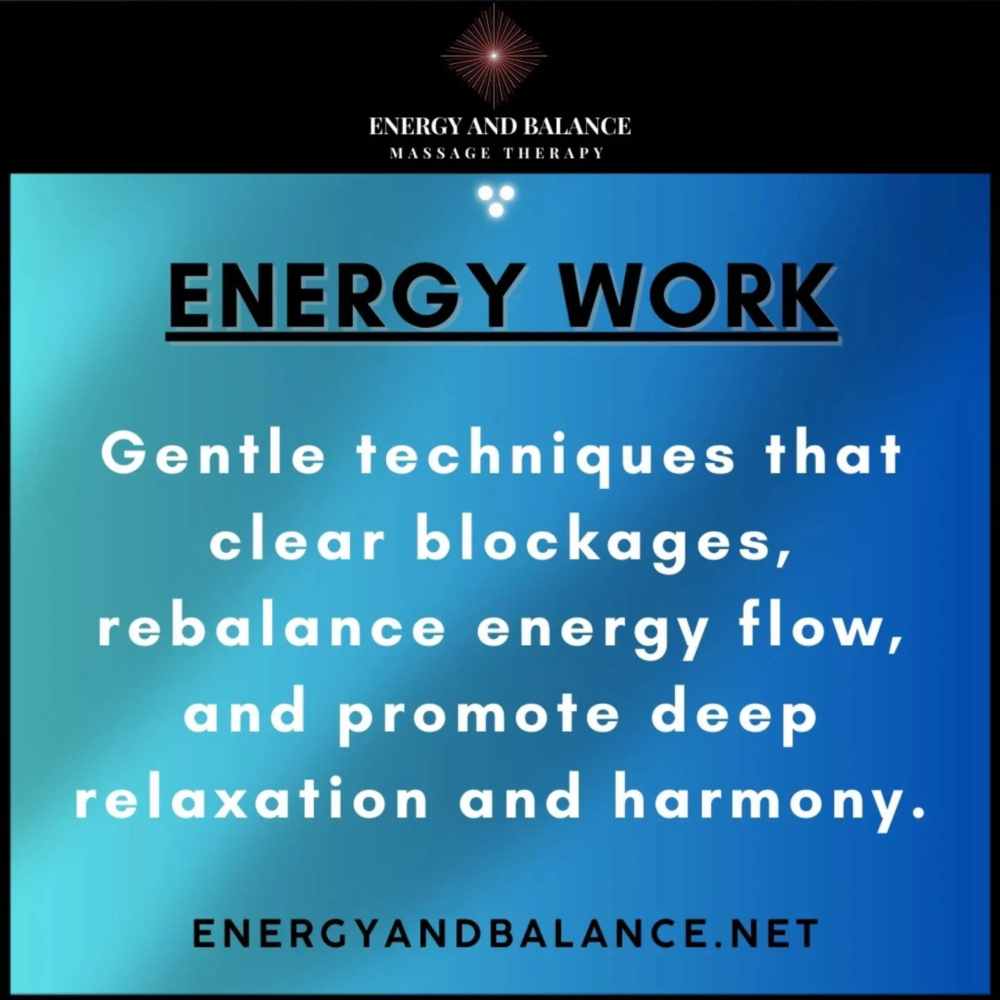 🌿 Restore your flow, restore your balance 🌿
Energy work clears blockages, rebalances energy, and invites deep relaxation and harmony. ✨💆&zwj;♀️
Discover calm at&nbsp;energyandbalance.net

BOOK NOW: 818-270-3305

#EnergyAndBalance #MassageTherapy #