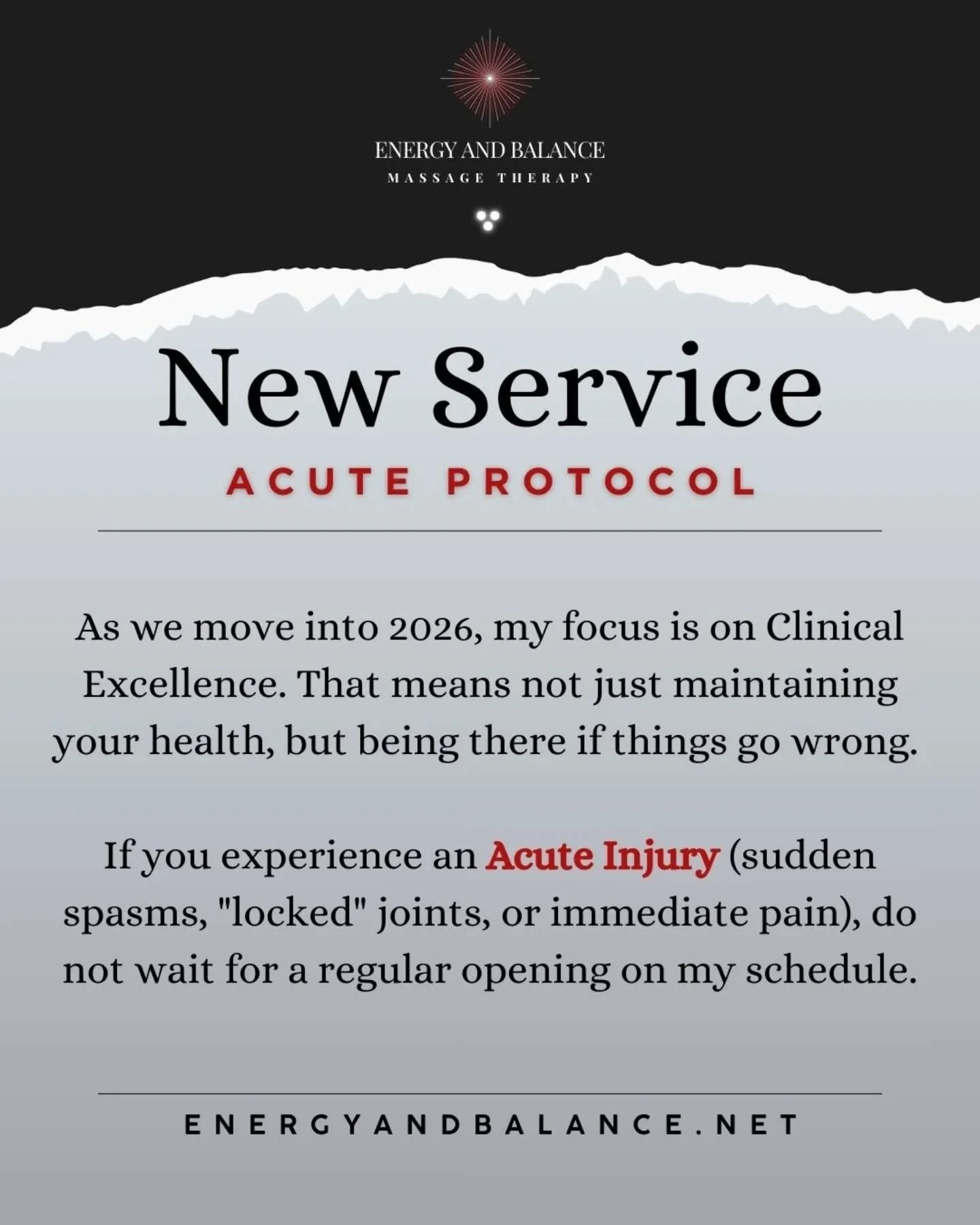 Do not wait two weeks when you are in pain today.

As we move into 2026, my practice is shifting focus toward Clinical Excellence. That means being available when things go wrong&mdash;not just for maintenance.

Introducing: The Acute Care Protocol.
