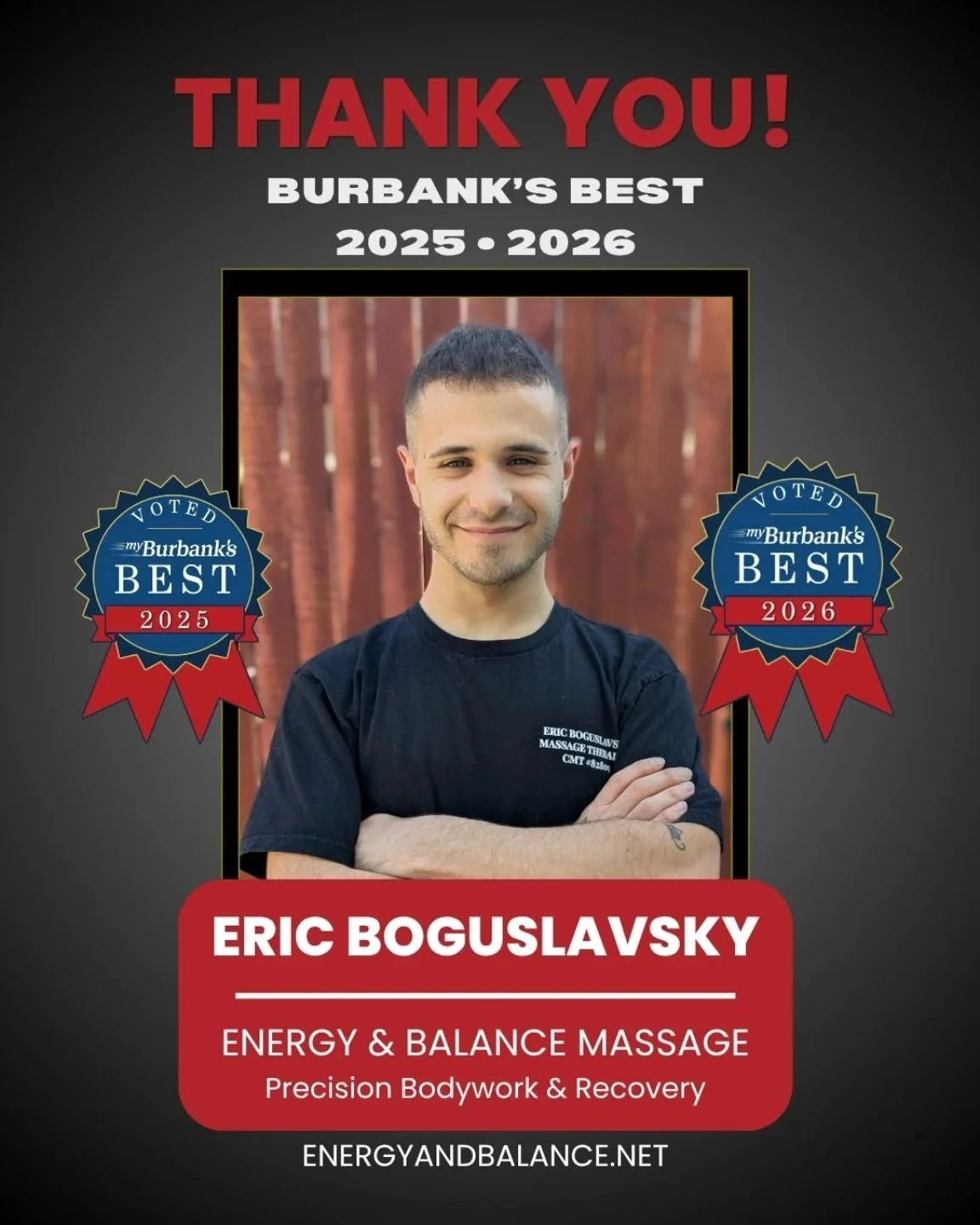 Back-to-back. I am truly thankful! 🌄💙

Energy &amp; Balance Massage Therapy has officially been voted Burbank&rsquo;s Best for both 2025 and 2026.

Thank you to every client who continues to trust me with your recovery, pain management, mobility, a