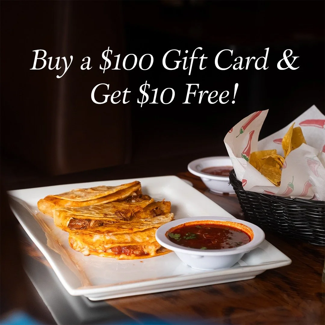 Until December 24th, buy a $100 gift card and get $10 free! 🎁🎄