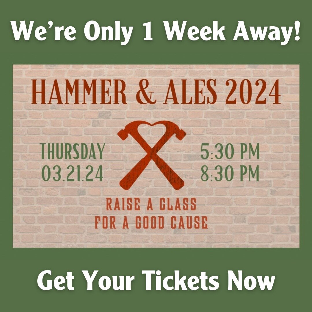 We're just one week out from @habitatbuffalo_ 's annual fundraiser, Hammer &amp; Ales! Get your tickets at https://habitatbuffalo.betterworld.org/events/2024hammerandales