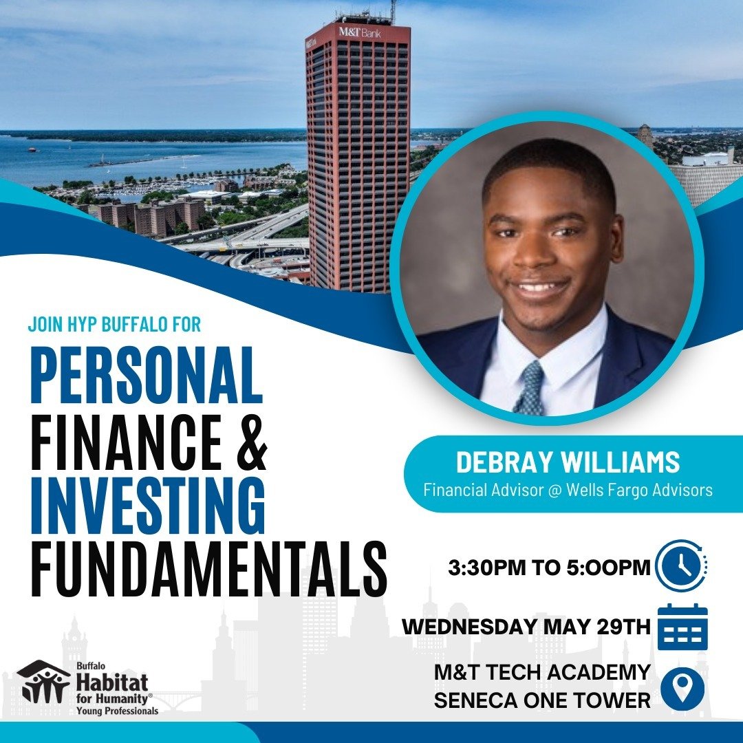 Want to sharpen your personal finance knowledge, or learn about the fundamentals of personal investing? Come to our FREE speaker event Wednesday May 29th @senecaonebuffalo and hear from Debray Williams, Financial Planner with Wells Fargo Advisors. RS