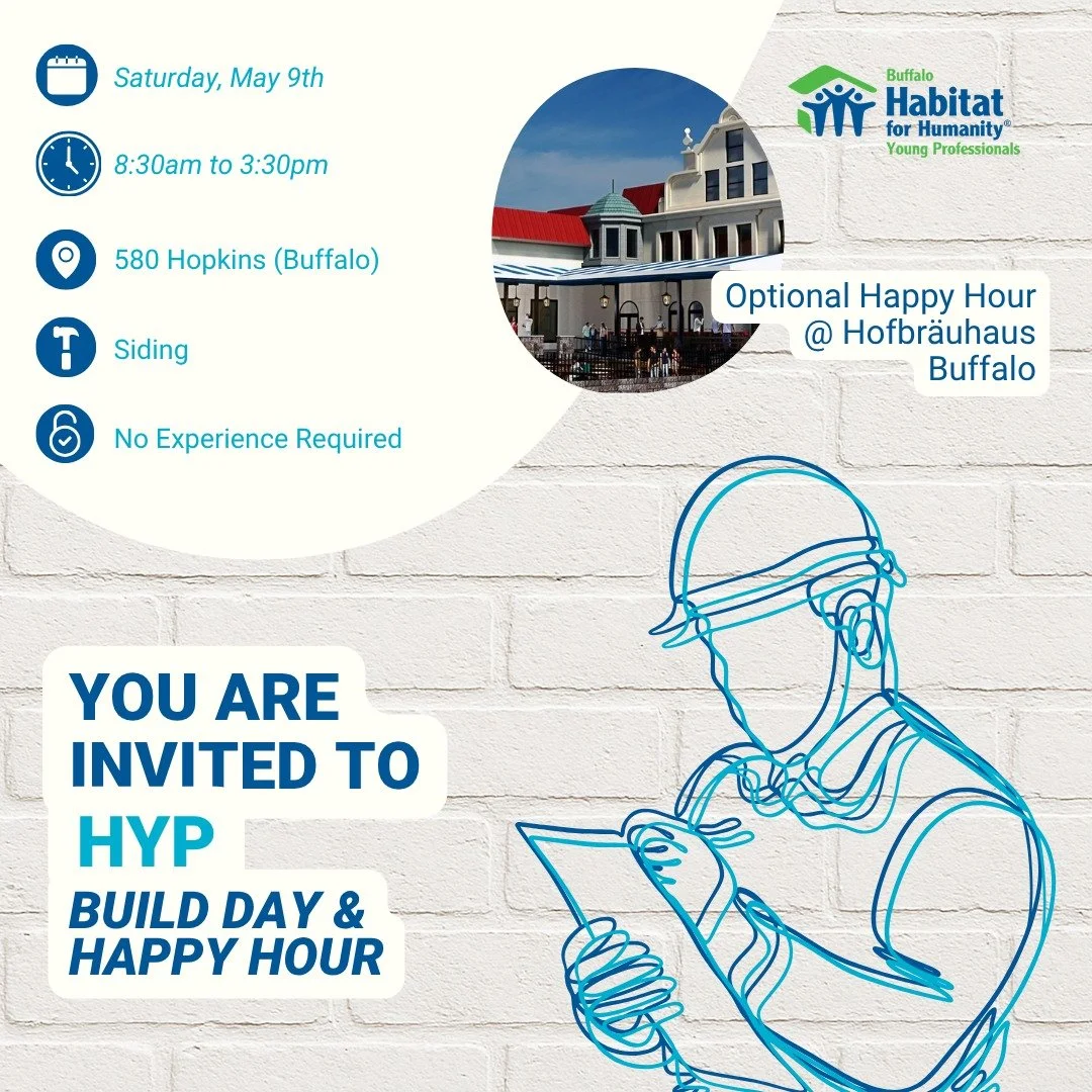JUST A FEW DAYS AWAY: Lend a hand this weekend! 🌼

Afterwards, we'll head to Hofbr&auml;uhaus Buffalo for a celebration happy hour!

SIGN UP using the link in our bio, or visit www.hypbuffalo.org/events