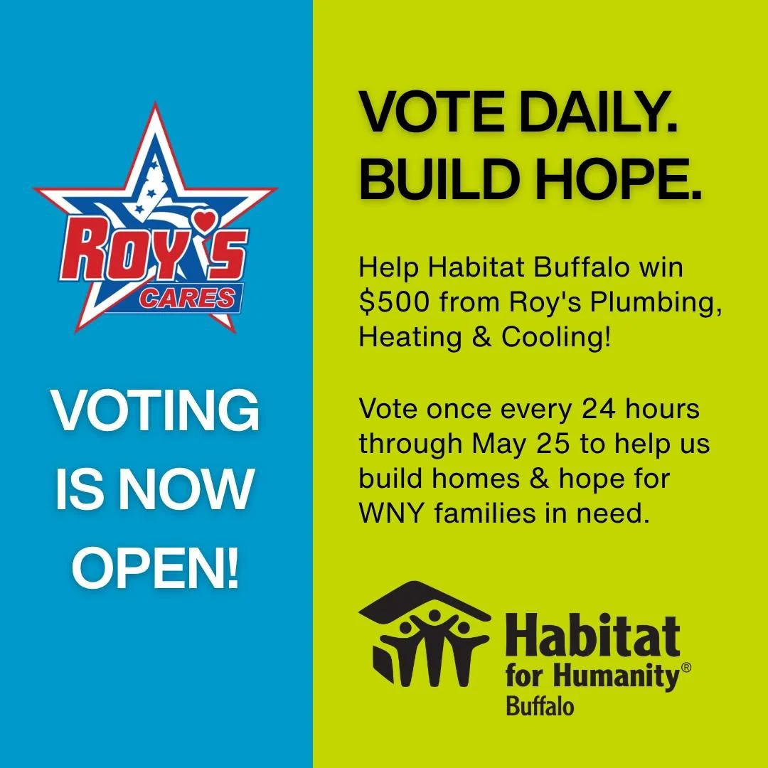@habitatbuffalo_ has been selected to be part of the May 2026 Roy's Cares Contest &mdash; and we need your help to win!

The organization with the most votes by May 25 will receive a $500 donation to support their mission, and every vote brings us on