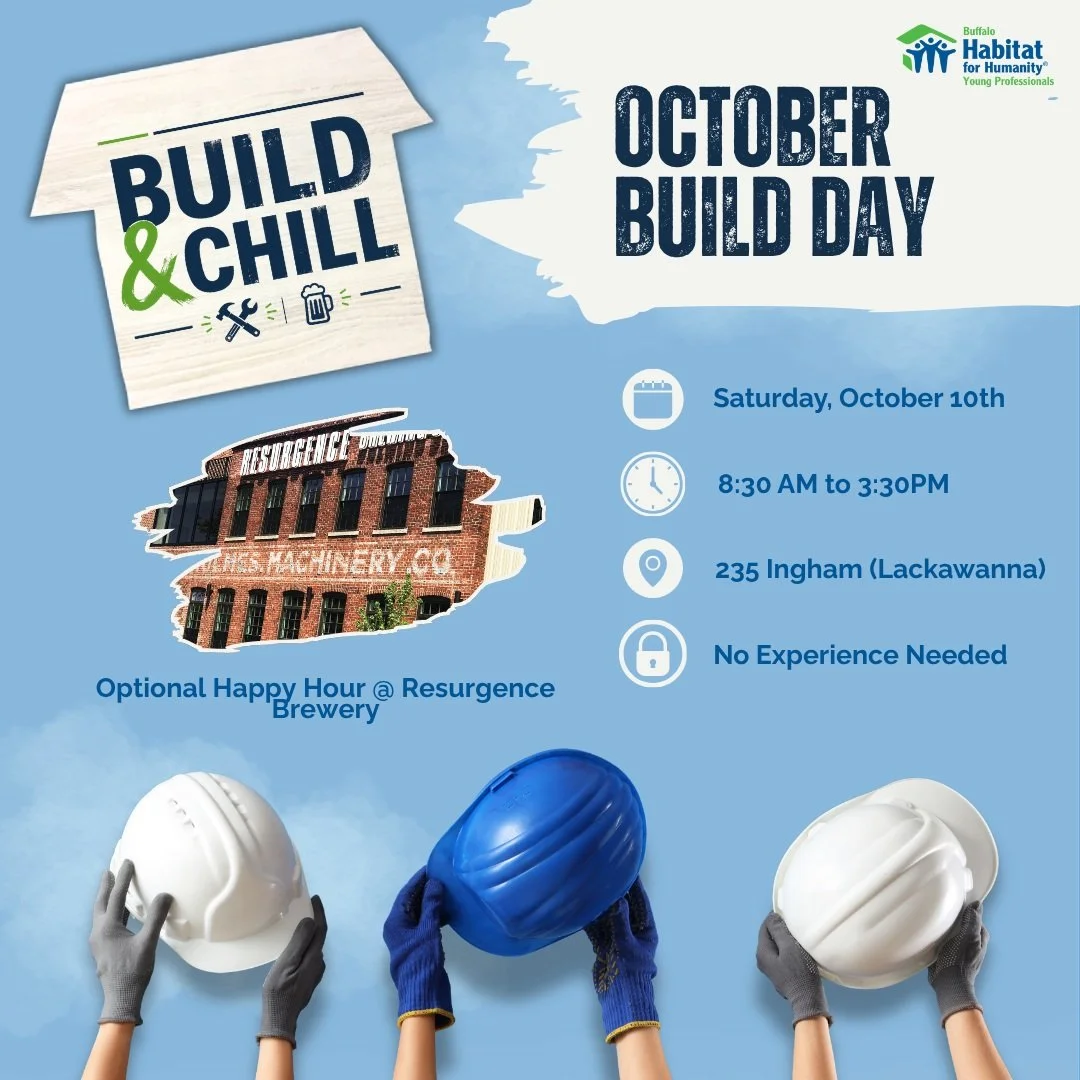 Your Saturday plans could include a Build Day with HYP Buffalo! 🏠🔨

Join us THIS WEEKEND at 235 Ingham in Lackawanna. We&rsquo;ll be there from 8:30 AM to 3:30 PM, and you don&rsquo;t need any experience to take part and help support @habitatbuffal