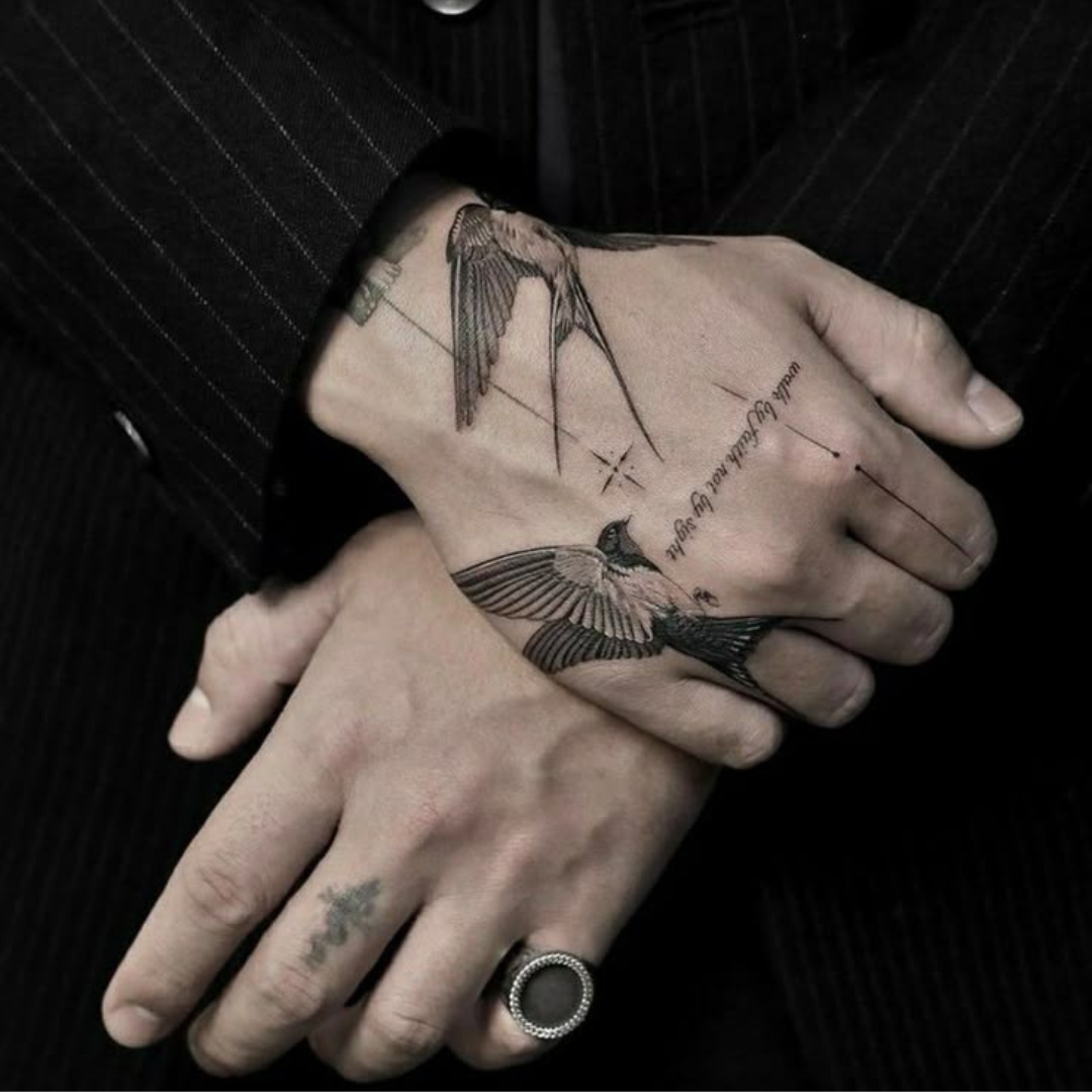 Fine Line Hand Tattoo