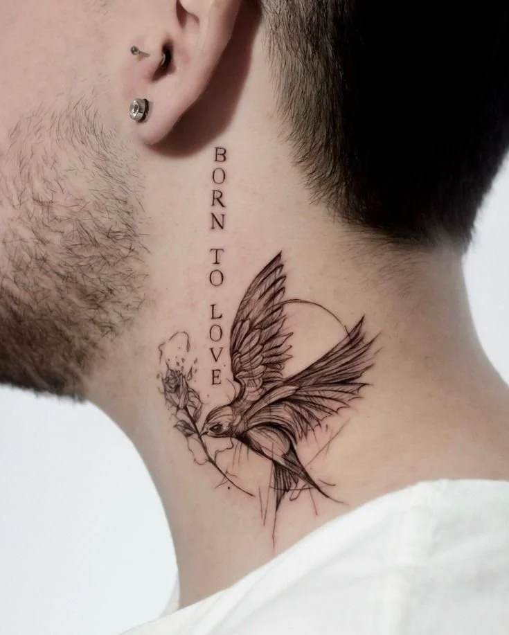 small neck tattoo ideas for guys minimalist design on side of neck
