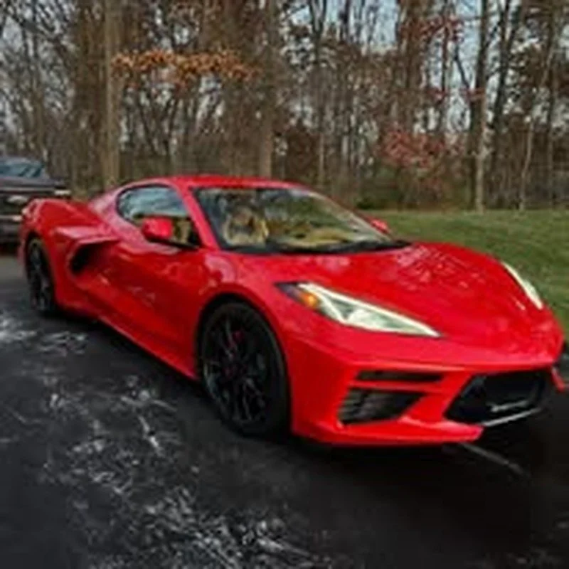 Red Corvette with a glossy finish after an exterior detail