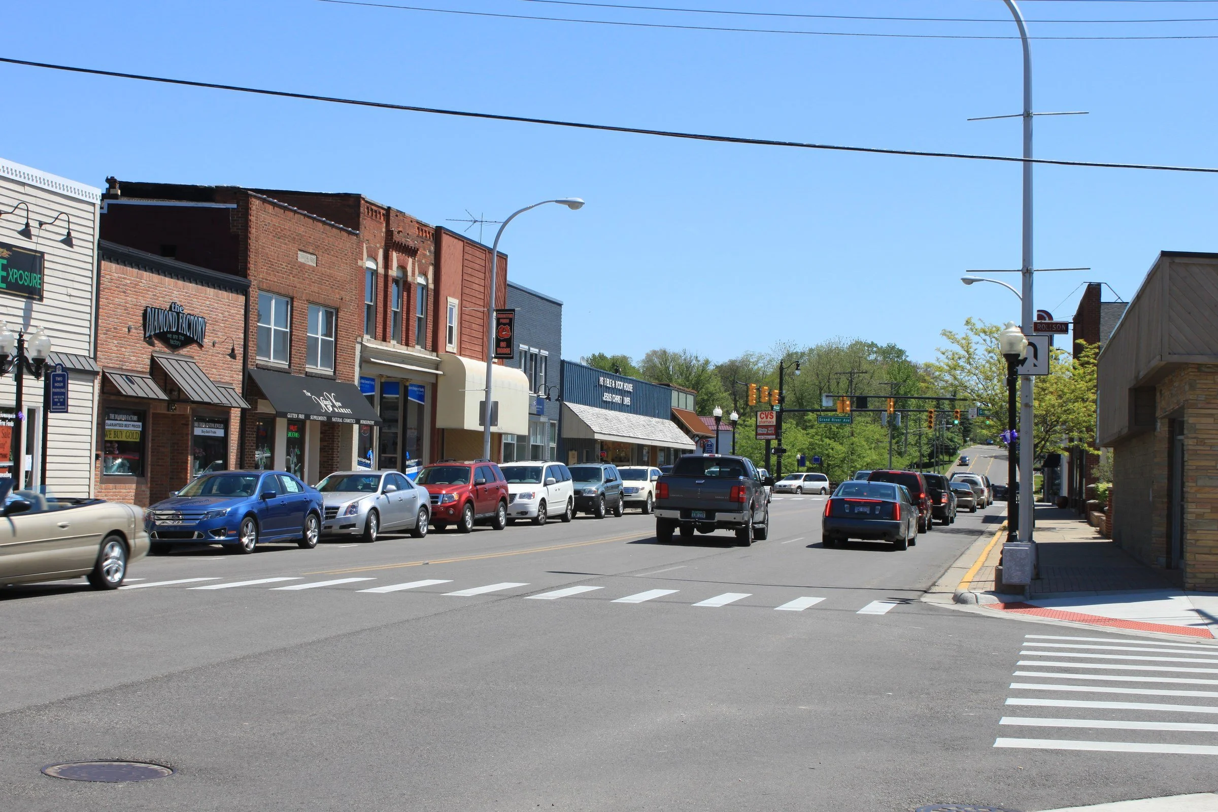 Downtown Brighton, MI on Main Street