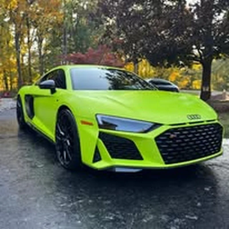 Lime green Audi R8 after an exterior detail
