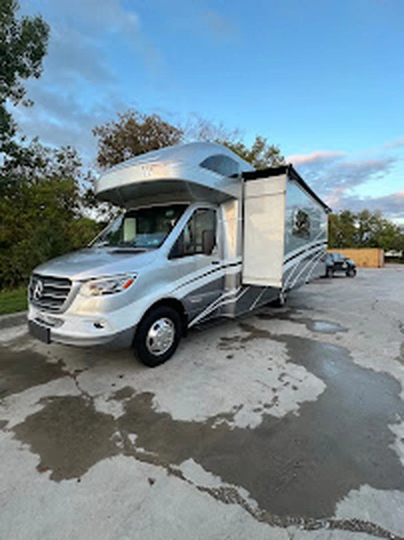Mercedes Sprinter-based RV after an exterior wash by LCB Auto Detailing