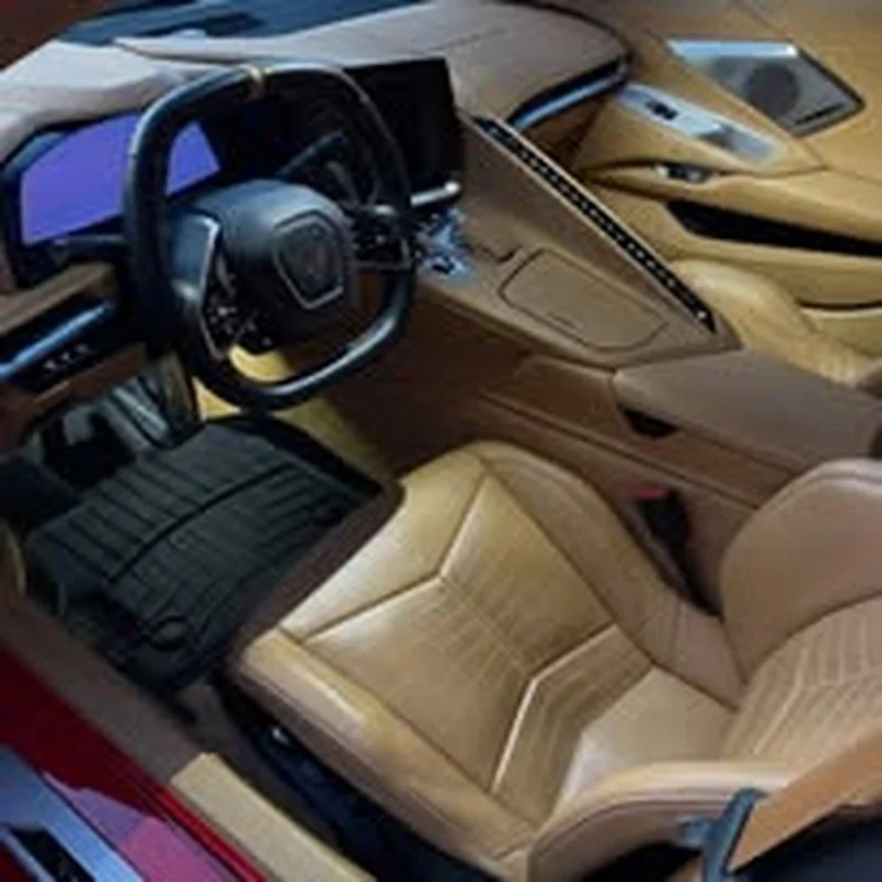 Tan leather seats after an interior detail