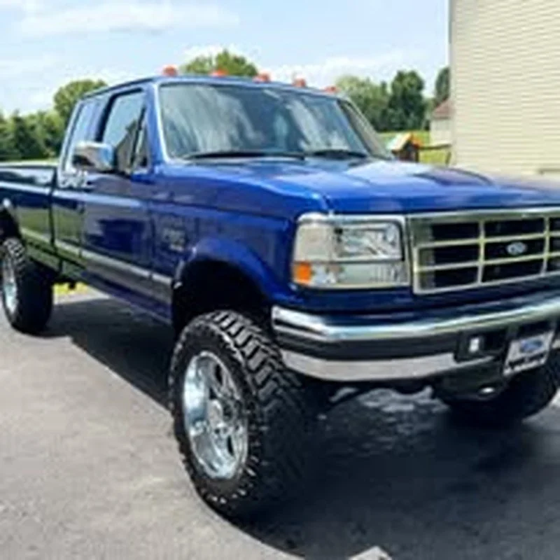 Blue Ford work truck after a mobile detail