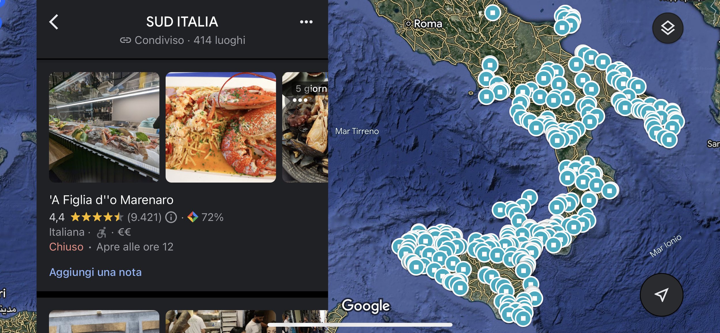 Mappa Sud Italia