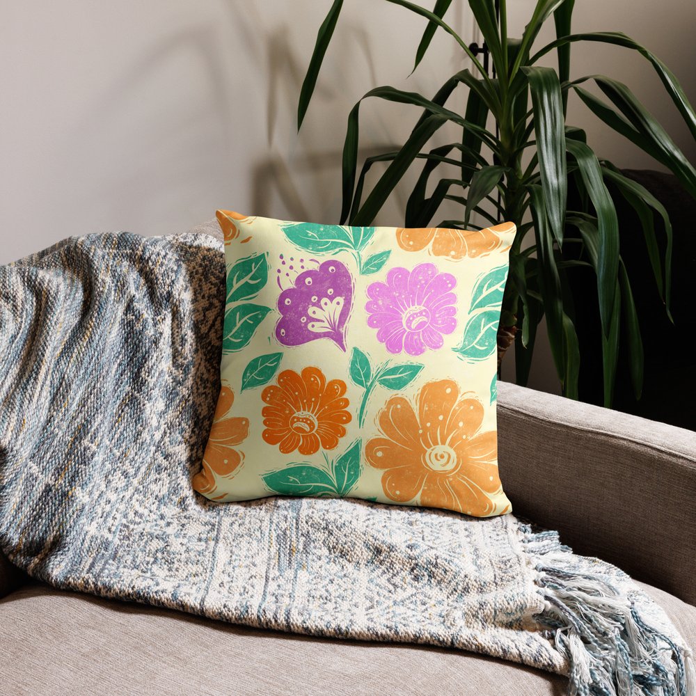 Boho Floral Patterned Throw Pillow — China Jones