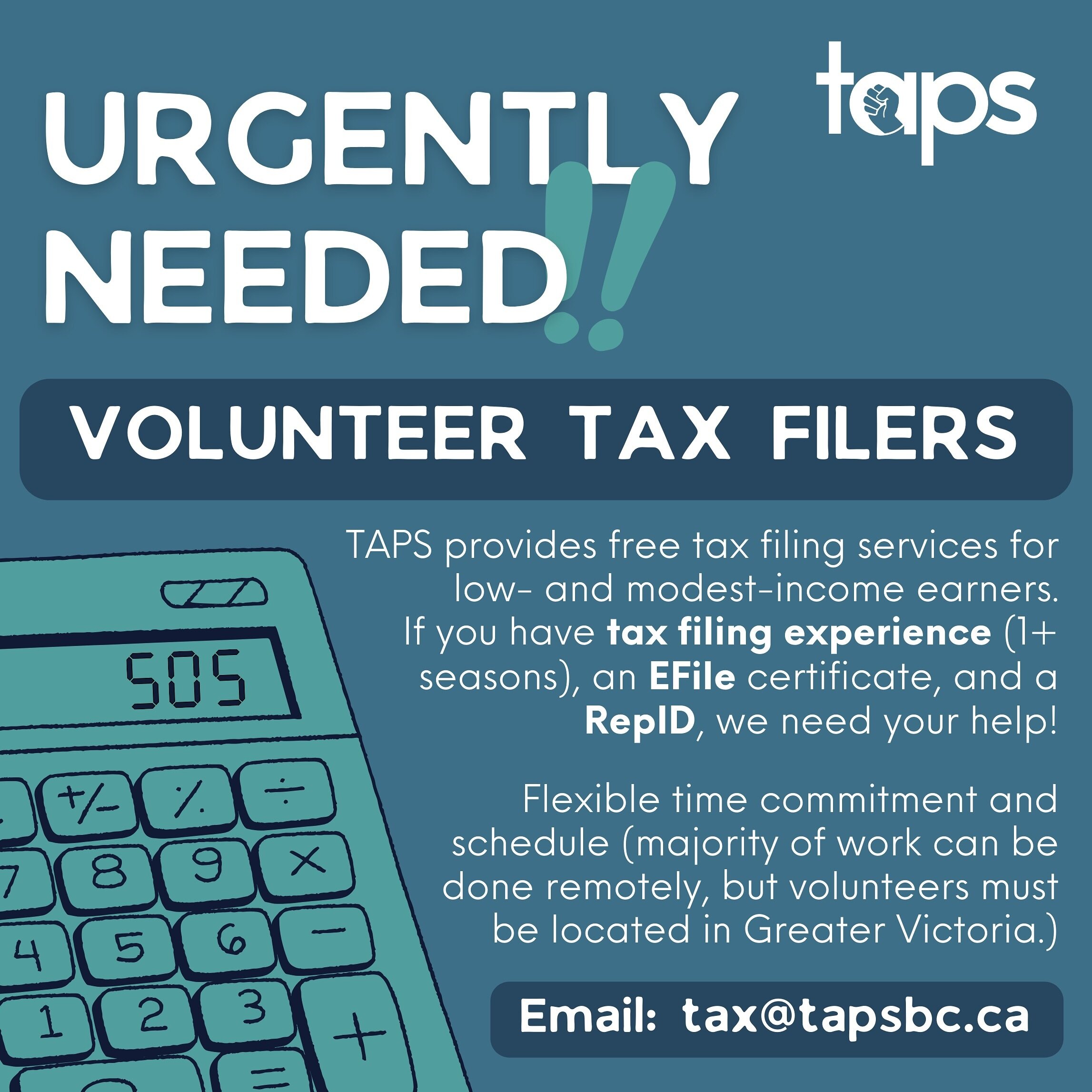 🚨Urgently seeking tax volunteers!🚨 Due to unforeseen circumstances, we&rsquo;re down a couple of volunteers this tax season and are in need of help to get all of our clients&rsquo; taxes filed on time. If you have tax filing experience, an EFile ce