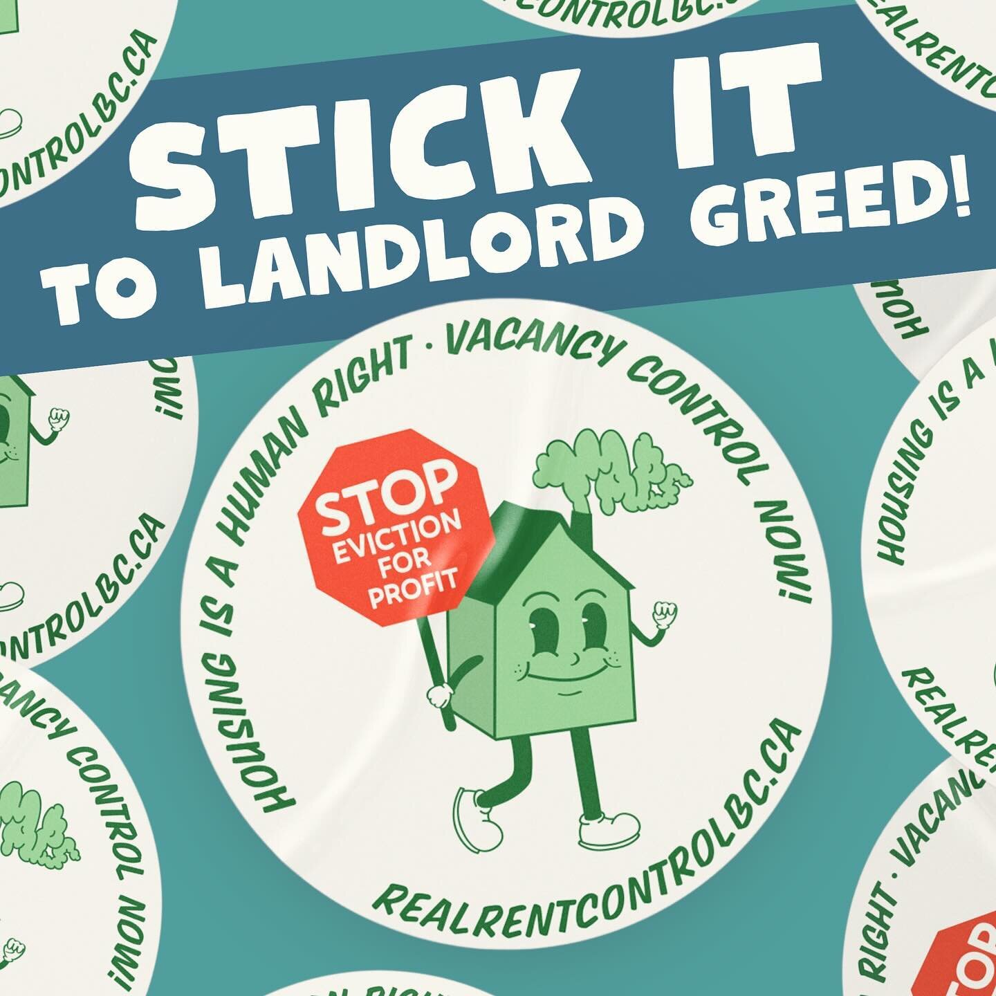 Looking for a way to support our call for real rent control in BC? Head over to @bellegeneral to snag some campaign stickers &amp; bumper stickers! Limited quantities, so get &lsquo;em while they&rsquo;re hot!🔥

Or... 👀 be among the first to intera