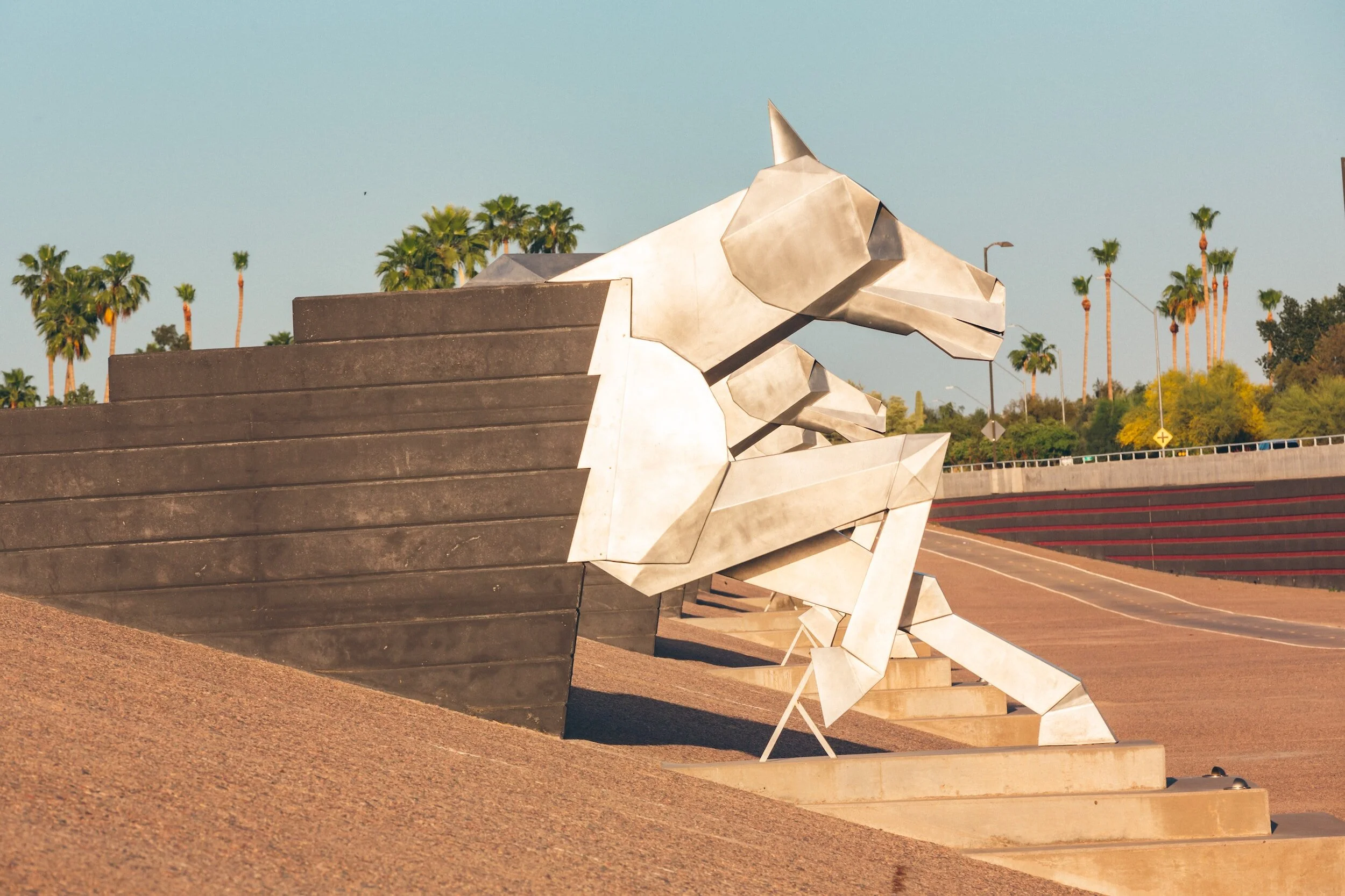 Water Mark, 5 massive aluminum equine statues in the north basin of the Greenbelt