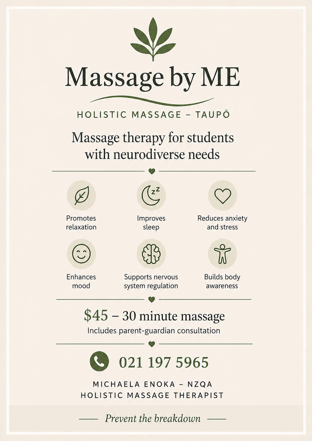 Holistic Massage Therapist - for Students with neurodiverse needs