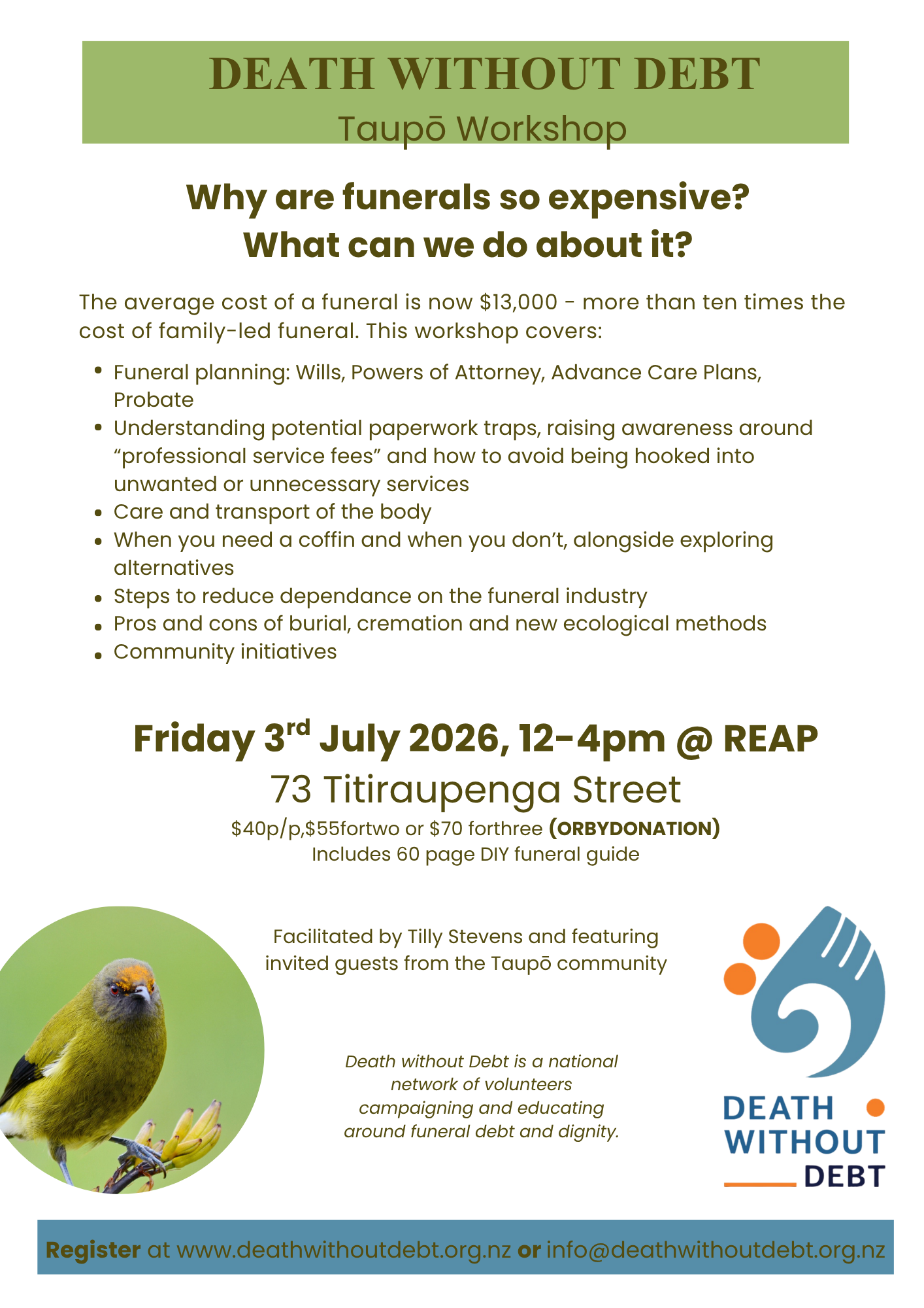 Death Without Debt - Taupō Workshop - 3rd July